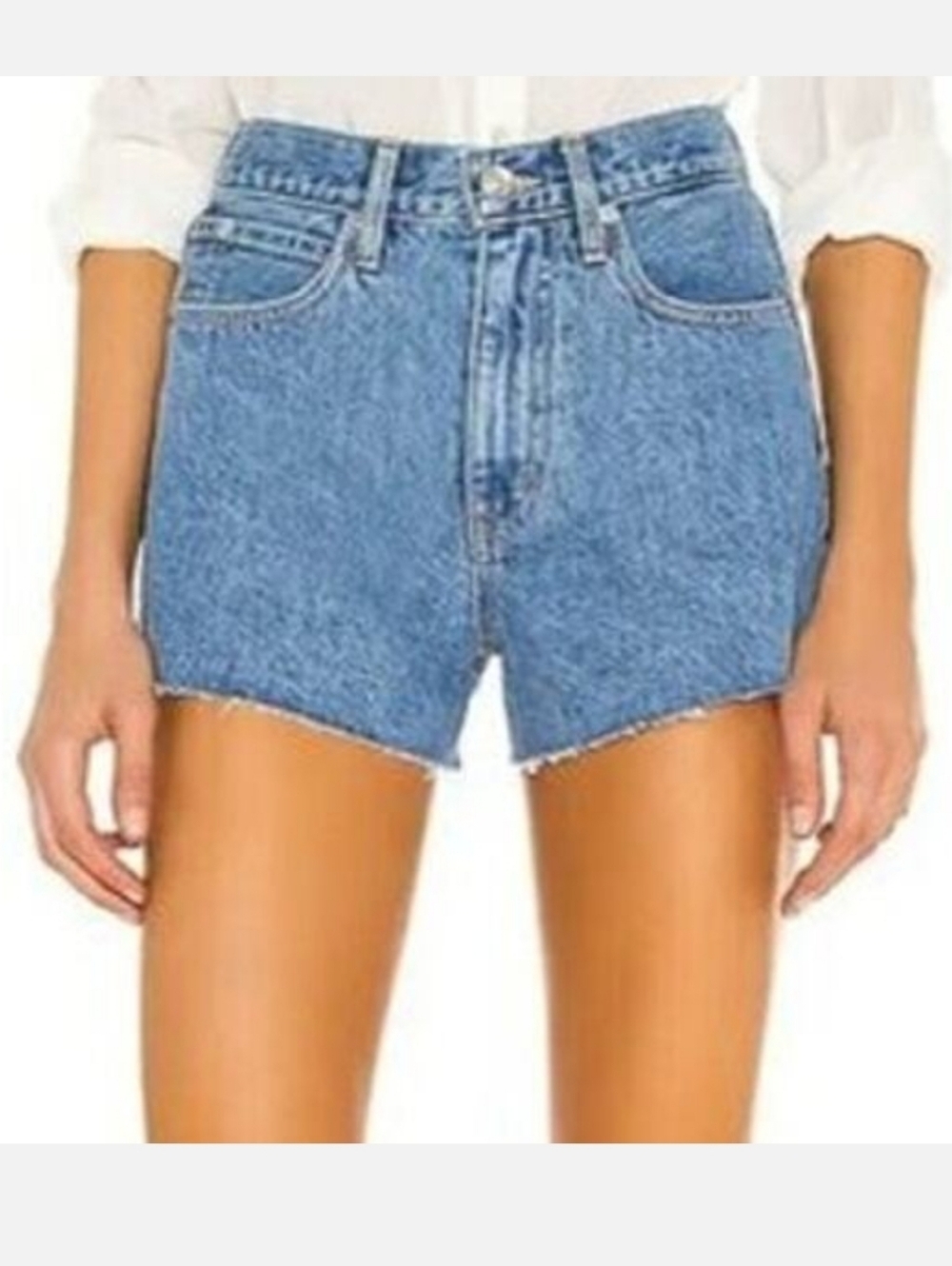 SLVRLAKE Farrah Raw Hem Cut-Off Jean Shorts Higj Waist Size 25